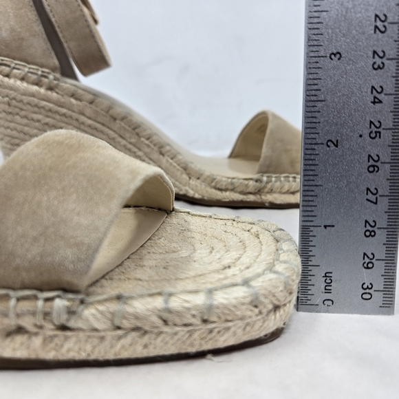 Vince Camuto Womens Wedge Espadrilles Sz 11M Tan Suede Adj. Ankle Straps - Picture 11 of 15